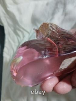 Vtg Fenton Art Glass Madras Pink Foal Figurine Gold Mane Rainbow & Cloud Signed