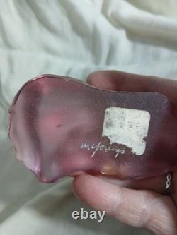 Vtg Fenton Art Glass Madras Pink Foal Figurine Gold Mane Rainbow & Cloud Signed