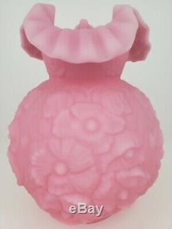 Vtg Fenton Glass Pink Satin Poppy Flower Blossom Gone With The Wind Lamp Shade
