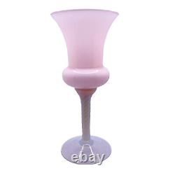 Vtg Italian Opaline Pink White Rose Vase Compote Bowl Goblet Twist Stem Italy