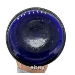 Vtg Kralik Bambas Blue Pink Art Deco Glass Vase Czech 11 High Hand Blown