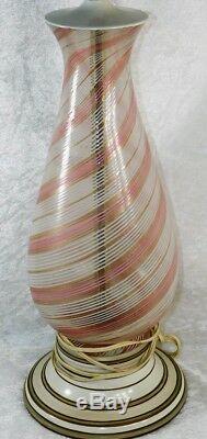 Vtg Mid Century AURELIANO TOSO Venetian Filigrana PINK MURANO DINO MARTENS Lamp