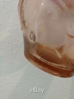 Vtg Mid Century Empoli Genie Bottle Decanter Baby Pink Peach Fruit Motif 22