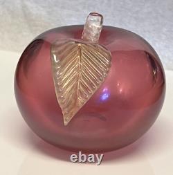 Vtg Murano Art Glass Cranberry Pink Apple Figurine Bookend Paperweight