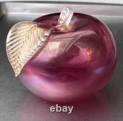 Vtg Murano Art Glass Cranberry Pink Apple Figurine Bookend Paperweight