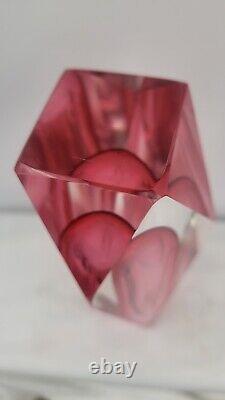 Vtg Murano Sommerso Faceted Mandruzzato Art Glass Vase MCM Pink Rose