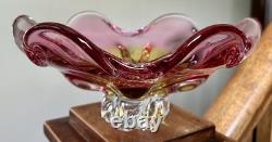 Vtg Pink Bohemian Czech Art Glass Bowl by Josef Hospodka/Chribska Glassworks
