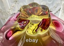 Vtg Pink Bohemian Czech Art Glass Bowl by Josef Hospodka/Chribska Glassworks