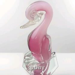 Vtg Pink Murano Sommerso Swan Italy Venetian Lampwork Art Glass Flamingo Bird