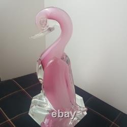 Vtg Pink Murano Sommerso Swan Italy Venetian Lampwork Art Glass Flamingo Bird