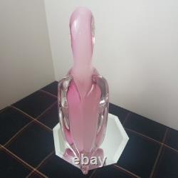 Vtg Pink Murano Sommerso Swan Italy Venetian Lampwork Art Glass Flamingo Bird