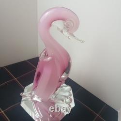 Vtg Pink Murano Sommerso Swan Italy Venetian Lampwork Art Glass Flamingo Bird
