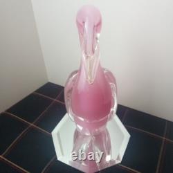 Vtg Pink Murano Sommerso Swan Italy Venetian Lampwork Art Glass Flamingo Bird