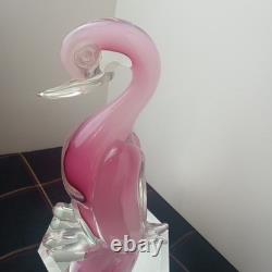 Vtg Pink Murano Sommerso Swan Italy Venetian Lampwork Art Glass Flamingo Bird