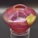 Vtg Signed Robert Eickholt Iridescent Pink Art Glass Vase Gold Foil Stretch 1995