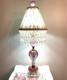 Vtg St. Clair Pink Art Glass Paperweight Lamp withShade, Finial EXCELLENT