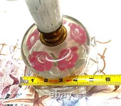 Vtg St. Clair Pink Art Glass Paperweight Lamp withShade, Finial EXCELLENT