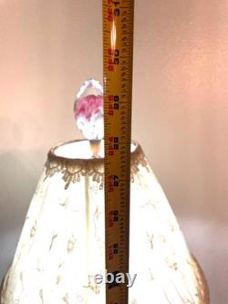 Vtg St. Clair Pink Art Glass Paperweight Lamp withShade, Finial EXCELLENT