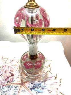 Vtg St. Clair Pink Art Glass Paperweight Lamp withShade, Finial EXCELLENT