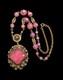 Vtg Swirled Pink Art Glass Bead West Germany Slag Necklace 18 Replaced Clasp