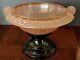 WALTHER & SOHNE 1930s Frosted Pink Compote Bowl withBlk Glass Plinth, Original Set