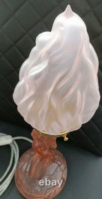 WALTHER & SOHNE PINK GLASS ART DECO ROTTERDAM LAMP c1930s COLLECTABLE GWO