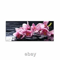 Wall Art Glass Print Digital Picture Unique Decor Pink Orchid Flowers Any Size