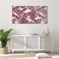 Wall Art Glass Print Pink Tropical Palm Leaves Banana Leaf Wall Decal 120x60