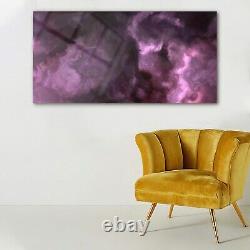 Wall Art Glass Print Stormy pink and violet clouds in a nebula in space 140x70
