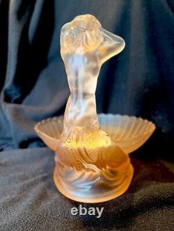 Walther And Sohne Art Deco Mermaid & Shell Pink Glass Mushel Bowl Set