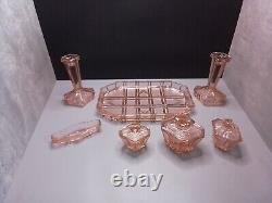 Walther And Sohne Art Deco Pink Glass Dressing Table Set (Milton)