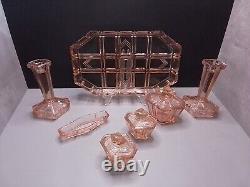 Walther And Sohne Art Deco Pink Glass Dressing Table Set (Milton)