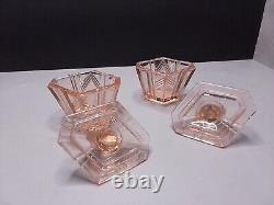 Walther And Sohne Art Deco Pink Glass Dressing Table Set (Milton)