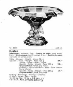 Walther Art Deco Pink Glass Centre Piece Floating Neptun 11 set XRare Excell