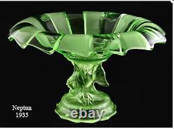Walther Art Deco Pink Glass Centre Piece Floating Neptun 11 set XRare Excell