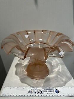 Walther Art Deco Pink Glass Centre Piece Floating Neptun 11 set XRare Excell