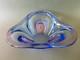 Walther Glas Glass Bowl Large Triangle Blue Pink 13 Germany Murano Style