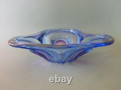 Walther Glas Glass Bowl Large Triangle Blue Pink 13 Germany Murano Style