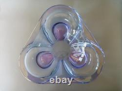 Walther Glas Glass Bowl Large Triangle Blue Pink 13 Germany Murano Style