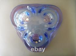 Walther Glas Glass Bowl Large Triangle Blue Pink 13 Germany Murano Style