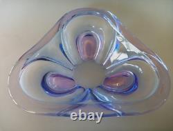Walther Glas Glass Bowl Large Triangle Blue Pink 13 Germany Murano Style