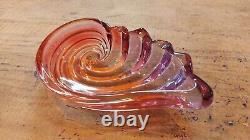 Walther Glass 1960s Pink Purple Shell Iridescent Art Glass Soap Dish Vintage