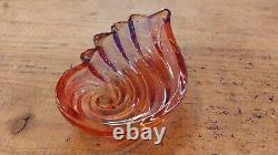 Walther Glass 1960s Pink Purple Shell Iridescent Art Glass Soap Dish Vintage