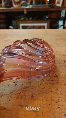 Walther Glass 1960s Pink Purple Shell Iridescent Art Glass Soap Dish Vintage