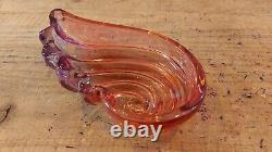 Walther Glass 1960s Pink Purple Shell Iridescent Art Glass Soap Dish Vintage