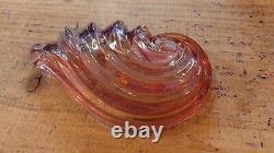 Walther Glass 1960s Pink Purple Shell Iridescent Art Glass Soap Dish Vintage
