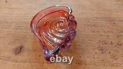 Walther Glass 1960s Pink Purple Shell Iridescent Art Glass Soap Dish Vintage