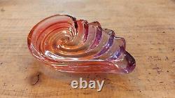 Walther Glass 1960s Pink Purple Shell Iridescent Art Glass Soap Dish Vintage