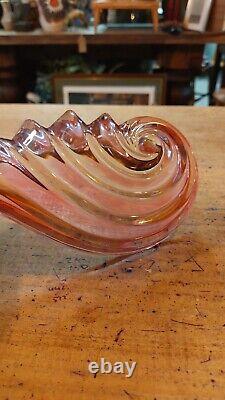 Walther Glass 1960s Pink Purple Shell Iridescent Art Glass Soap Dish Vintage