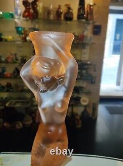 Walther & Söhne Art Deco Pink Glass'Nymphen' Candlesticks Art Glass Mermaid